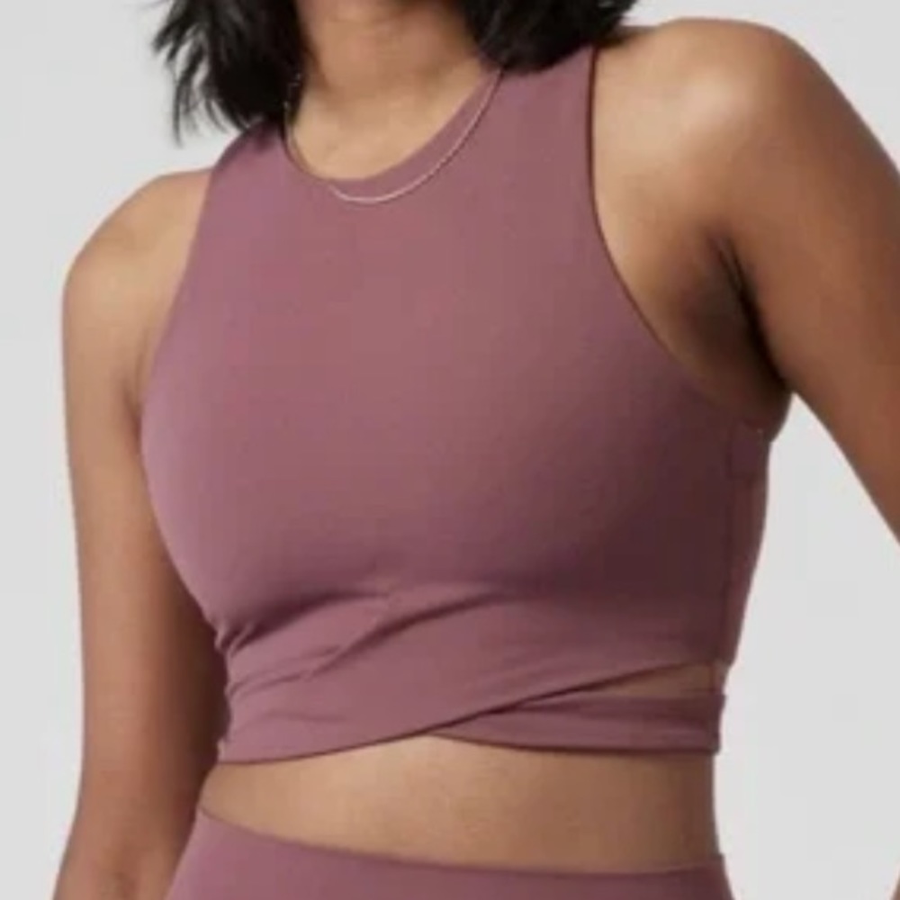 ATHLETA Conscious Crop Cut Out Sports Bra/Tank Top - Tawny Rose